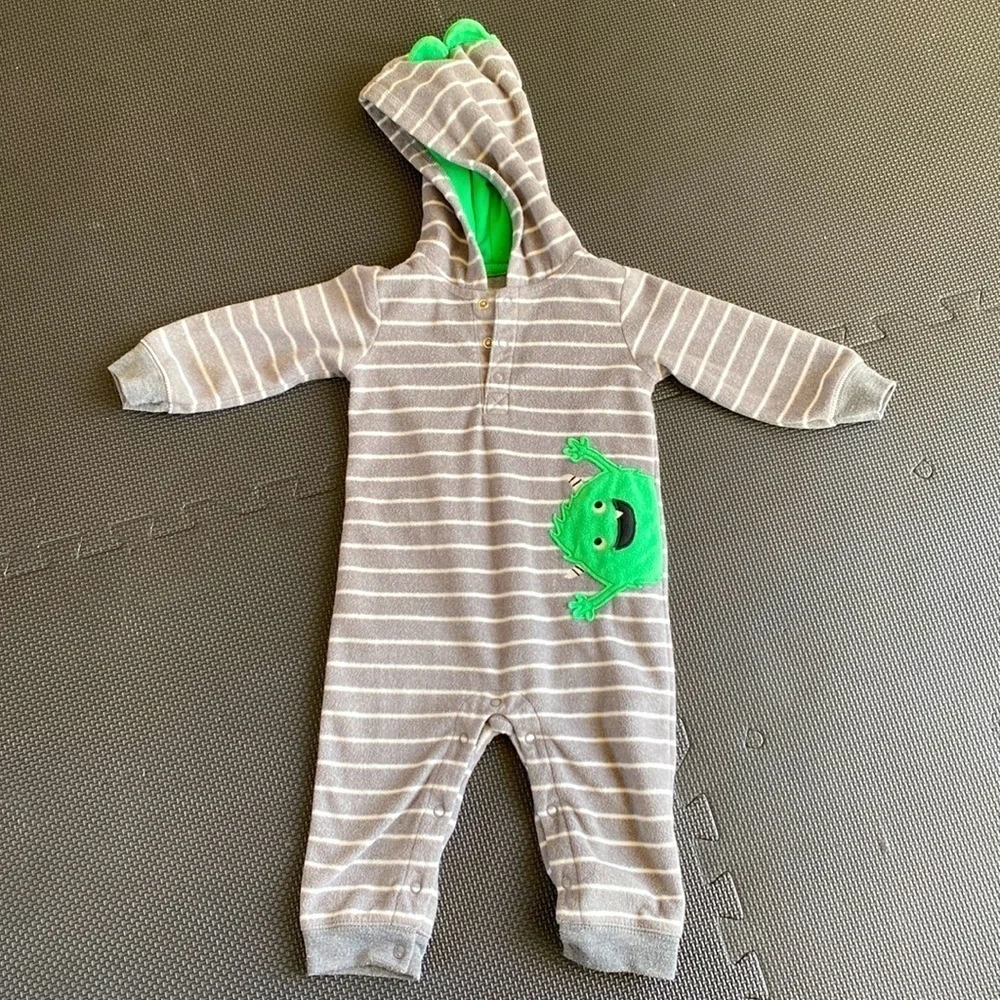 Carters Unisex Fleece Hooded Bodysuit Size 9 Months